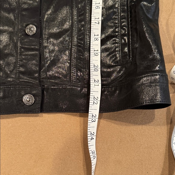7 For All Mankind Coated Black Denim Trucker Jacket - Picture 11 of 14